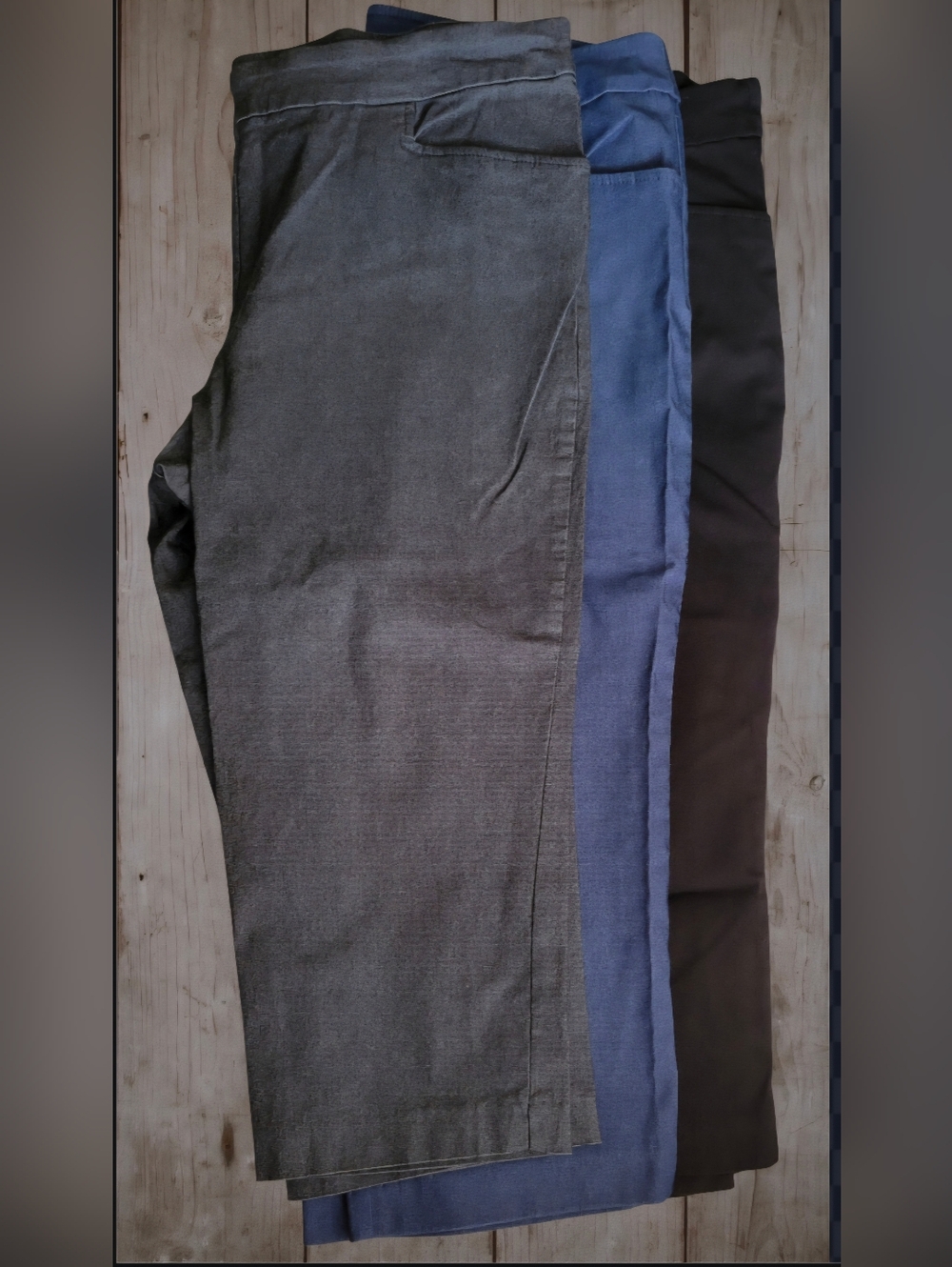 3 Pairs Stretch Chino Capri Pants - Gray, Blue, Black